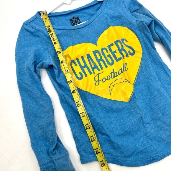 NFL CHARGER'S Girl's Powder Blue & Yellow Heart Long Sleeve Graphic Tee Size XS - Picture 8 of 10